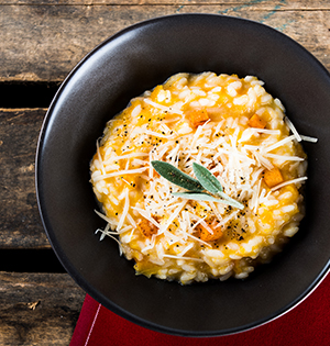 Butternut Squash Risotto made with Astro Yogurt served with shredded cheese on top