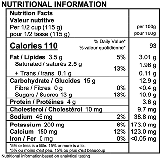 Banana Nutrition Label