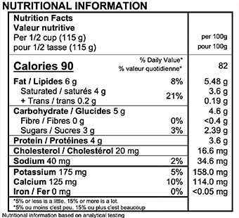 Astro Plain 3% Nutrition Label