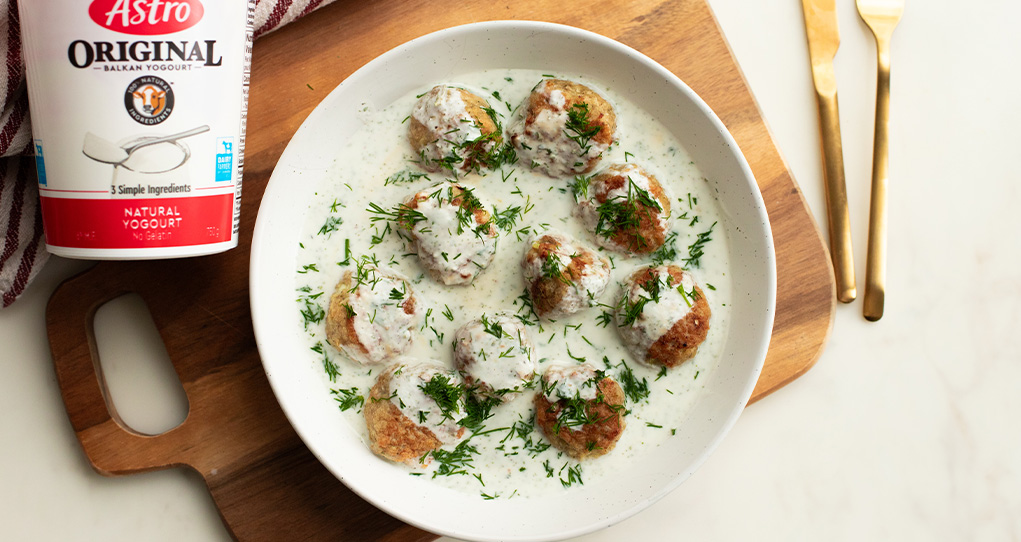 Chicken Meatballs with Yogurt Dill Sauce image